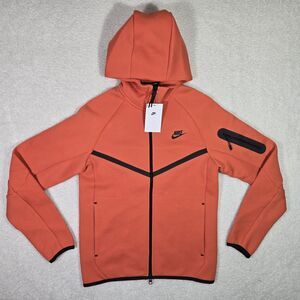 Nike Tech Full Zip Hoodie Jacket Mens XS Vintage Coral Orange Black HV0949-846